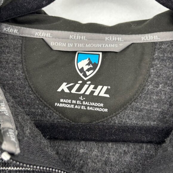 Kuhl Chianti Fleece Wool Blend Hooded Jacket Size L Black Gray Zip Up Hoodie - Picture 2 of 11
